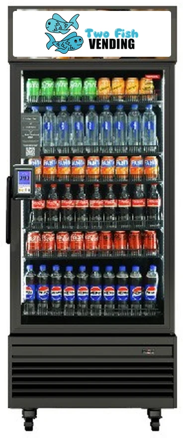 The Max 620S flagship smart cooler, a glass-front AI Smart Cooler with the Two Fish logo on top