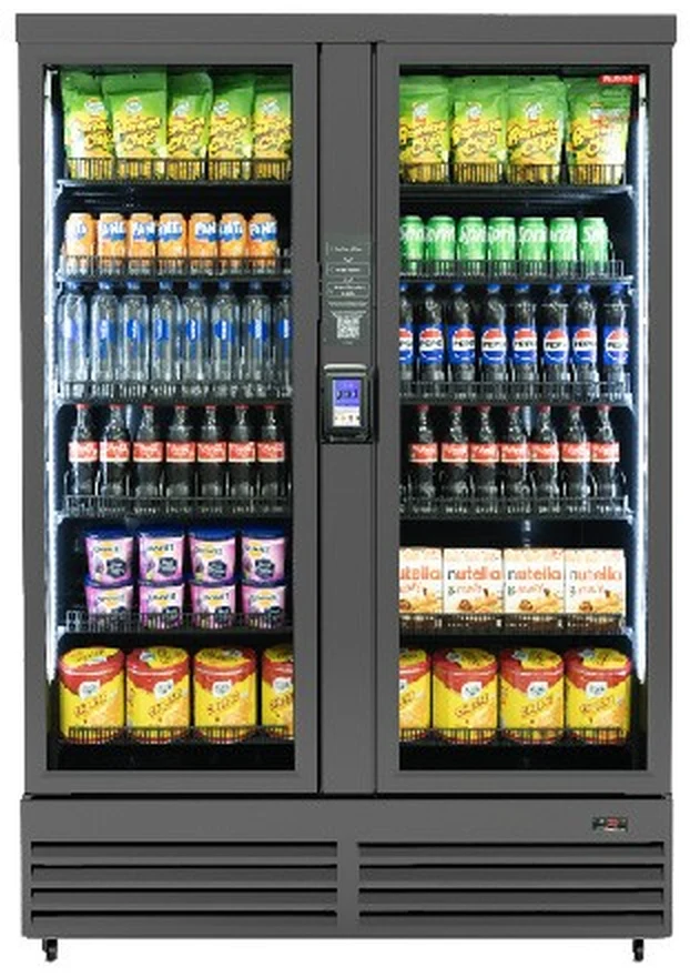 The Ultra 1200 dual-door smart cooler, a glass-front AI Smart Cooler with two doors
